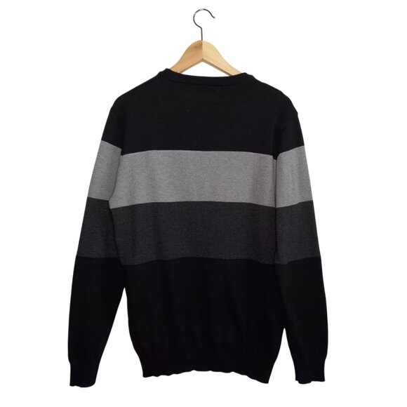 Men’s Black & Gray Colorblock Sweater – Size M - Picture 2 of 7